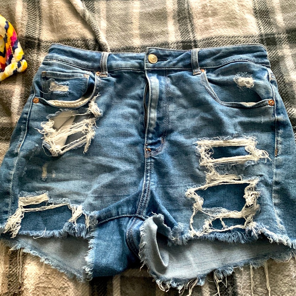 blue denim shorts